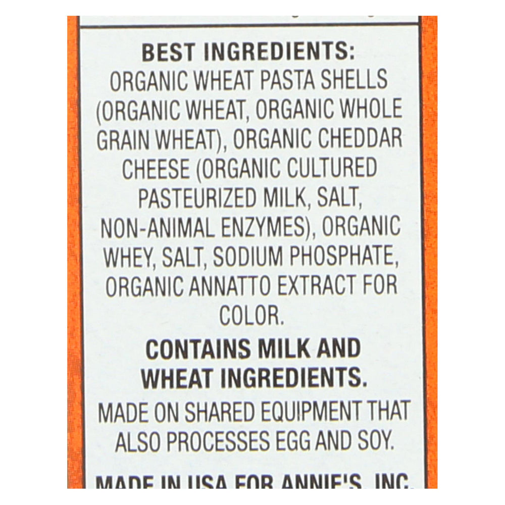 Annies Homegrown Macaroni And Cheese - Organic - Grass Fed - Shells And Real Aged Cheddar - 6 Oz - Case Of 12