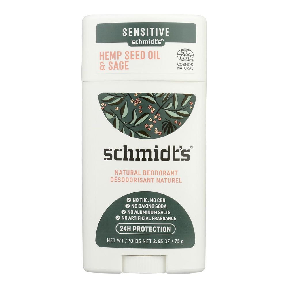 Schmidts - Deodorant Hemp Sg/vetiver Stk - 1 Each-2.65 Oz
