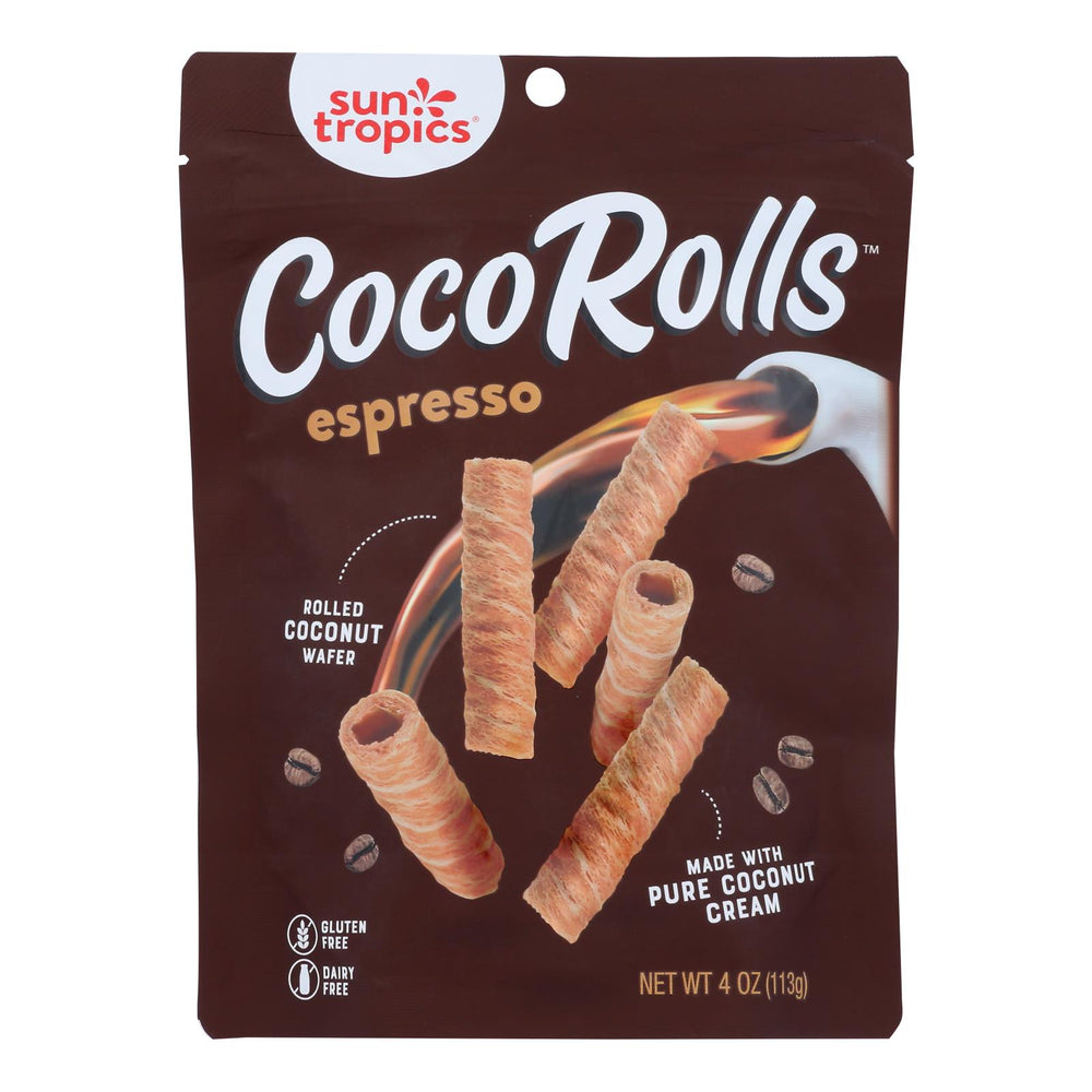Sun Tropics Coco Rolls Espresso, Rolled Coconut Wafer - Case Of 12 - 4 Oz