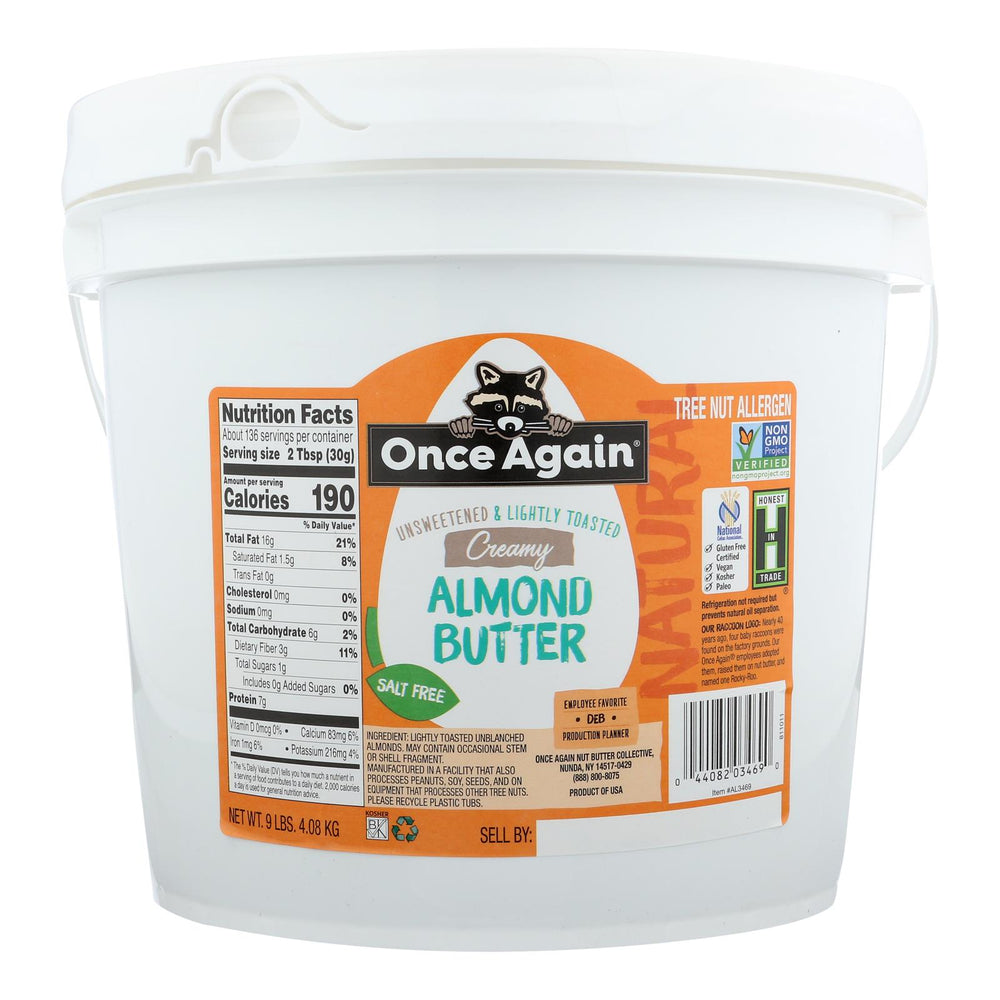 Once Again Natural Butter Smooth Almond - Single Bulk Item - 9lb