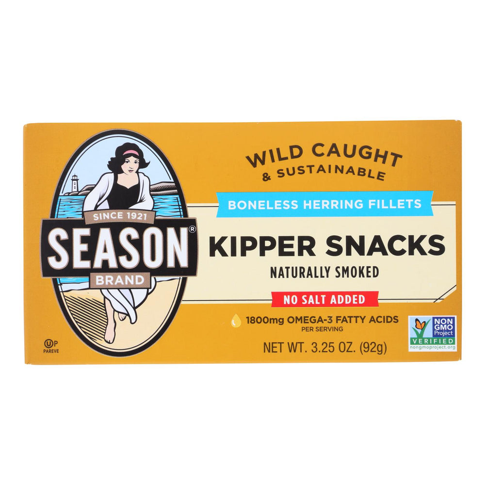 Season Brand Peppered Kipper Snacks Salt Added - Case Of 24 - 3.25 Oz.