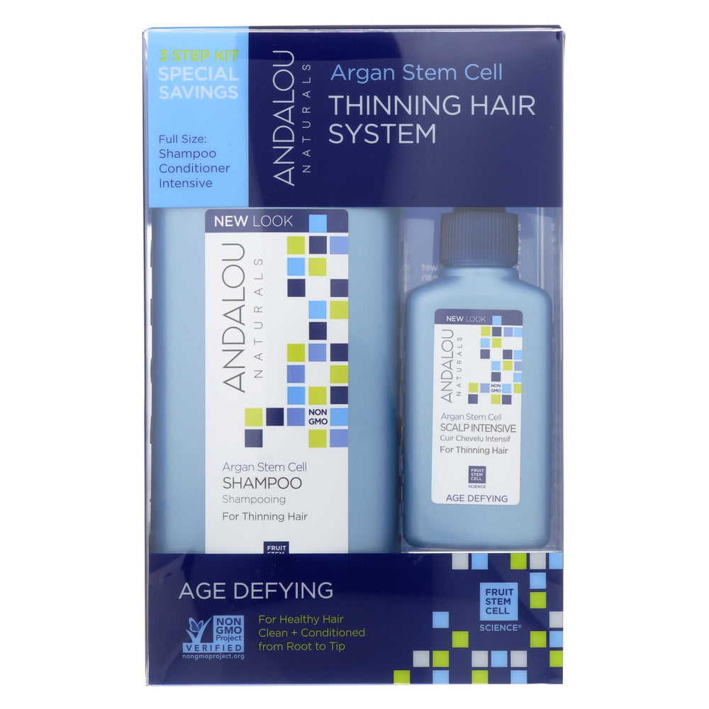 Andalou Naturals Thinning Hair System With Argan Fruit Stem Cells - 3 Pieces