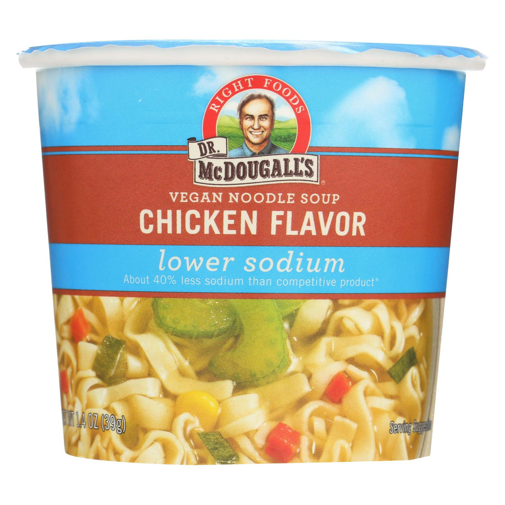 Dr. Mcdougall's Vegan Noodle Lower Sodium Soup Cup - Chicken - Case Of 6 - 1.4 Oz.