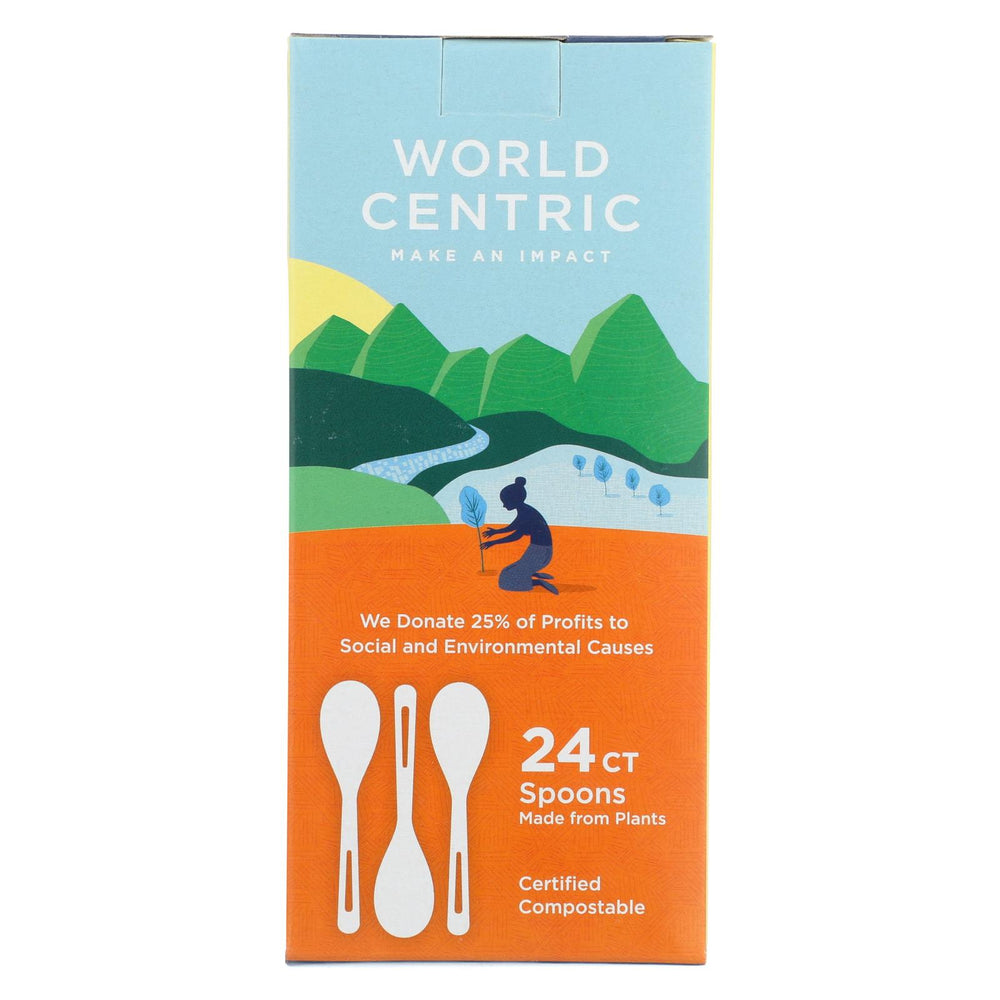 World Centric Cornstarch Compostable Spoon - Case Of 12 - 24 Count