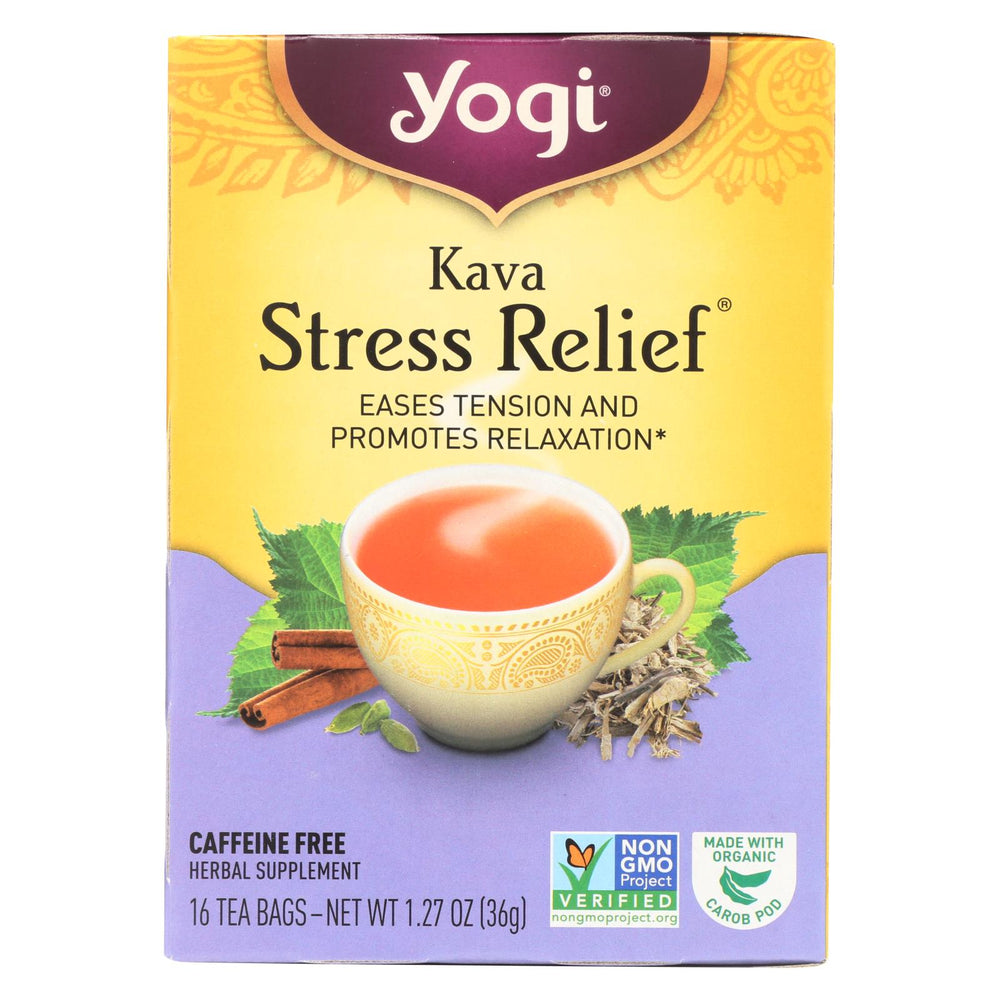 Yogi Kava Stress Relief Herbal Tea Caffeine Free - 16 Bag - Case Of 6