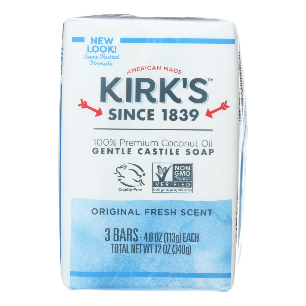 Kirk's Natural Castile Soap Original - 4 Oz Each - Pack Of 3