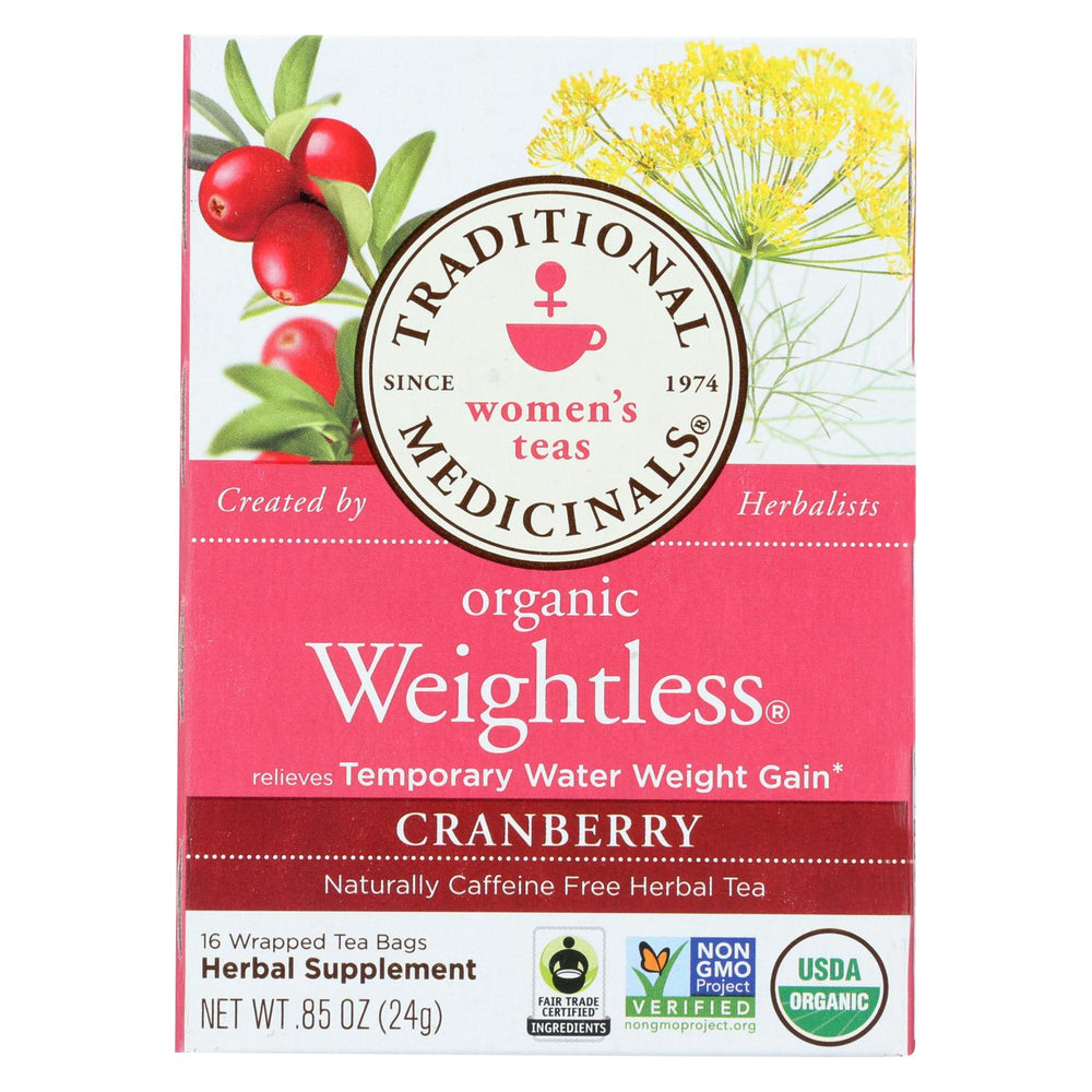 Traditional Medicinals Organic Weightless Cranberry Herbal Tea - 16 Tea Bags - Case Of 6