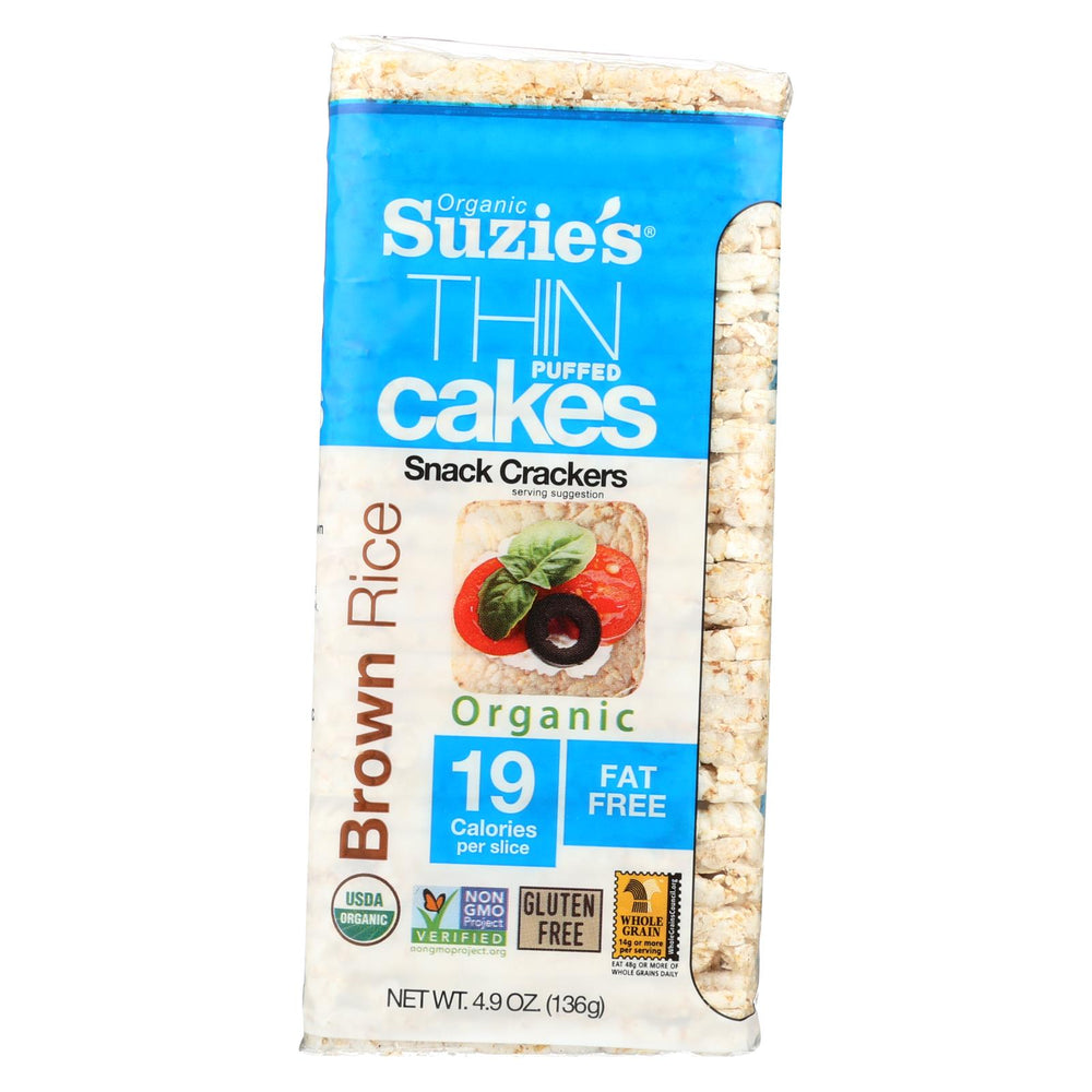 Suzie's Whole Grain Thin Cakes - Brown Rice - Case Of 12 - 4.9 Oz.