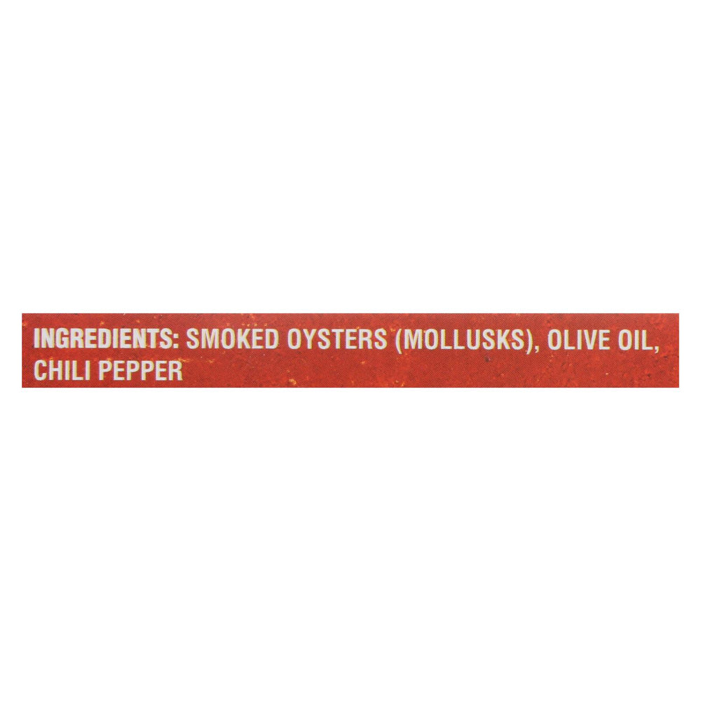 Crown Prince Oysters - Smoked With Red Chili Pepper - Case Of 18 - 3 Oz.