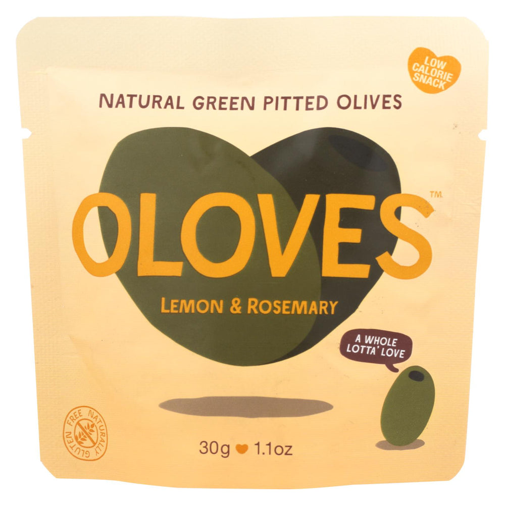 Oloves Green Pitted Olives - Lemon And Rosemary - Case Of 10 - 1.1 Oz.