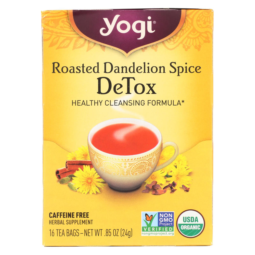 Yogi Tea - Organic - Roasted Dandelion Spice Detox - 16 Tea Bags - 1 Case