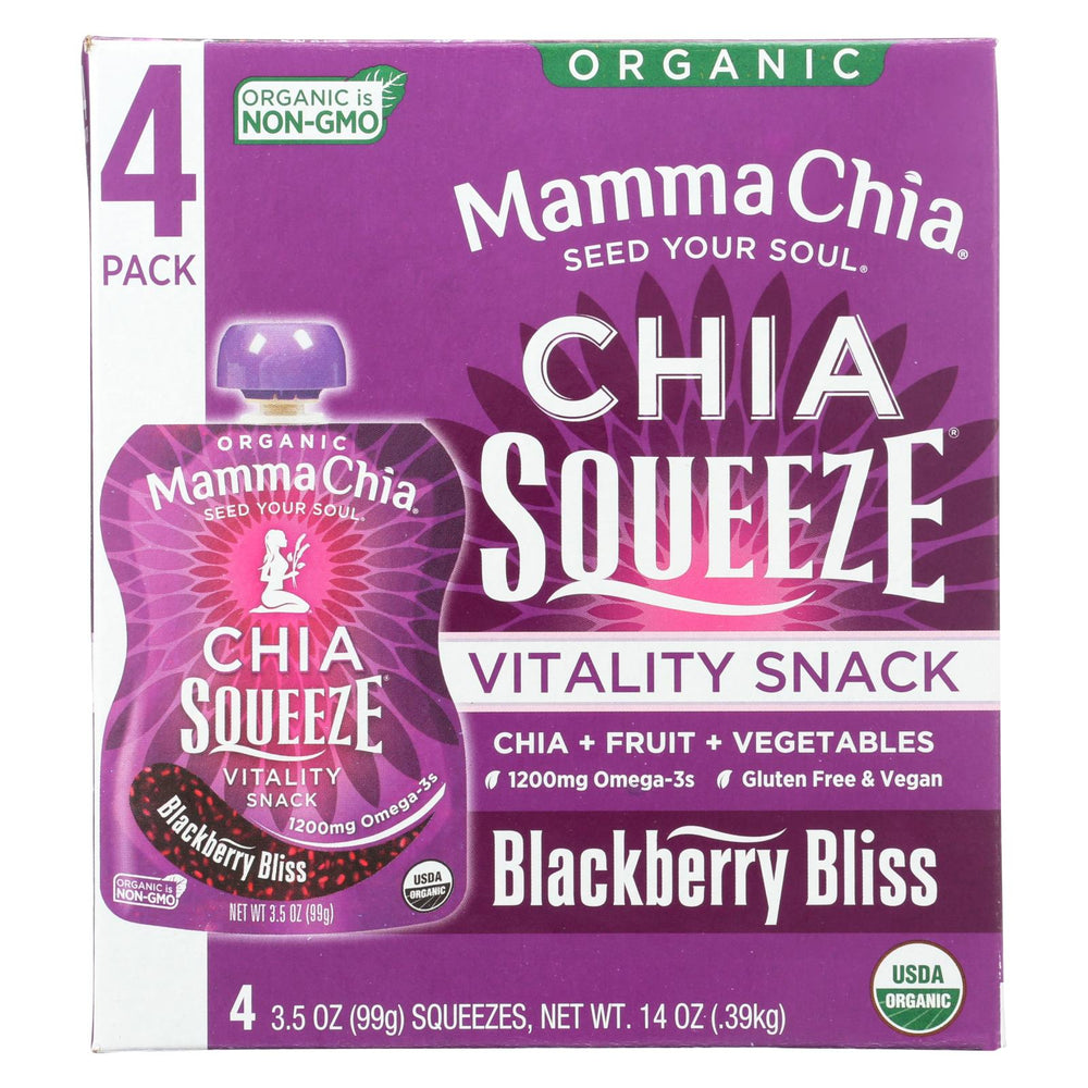 Mamma Chia Squeeze Vitality Snack - Blackberry Bliss - Case Of 6 - 3.5 Oz.