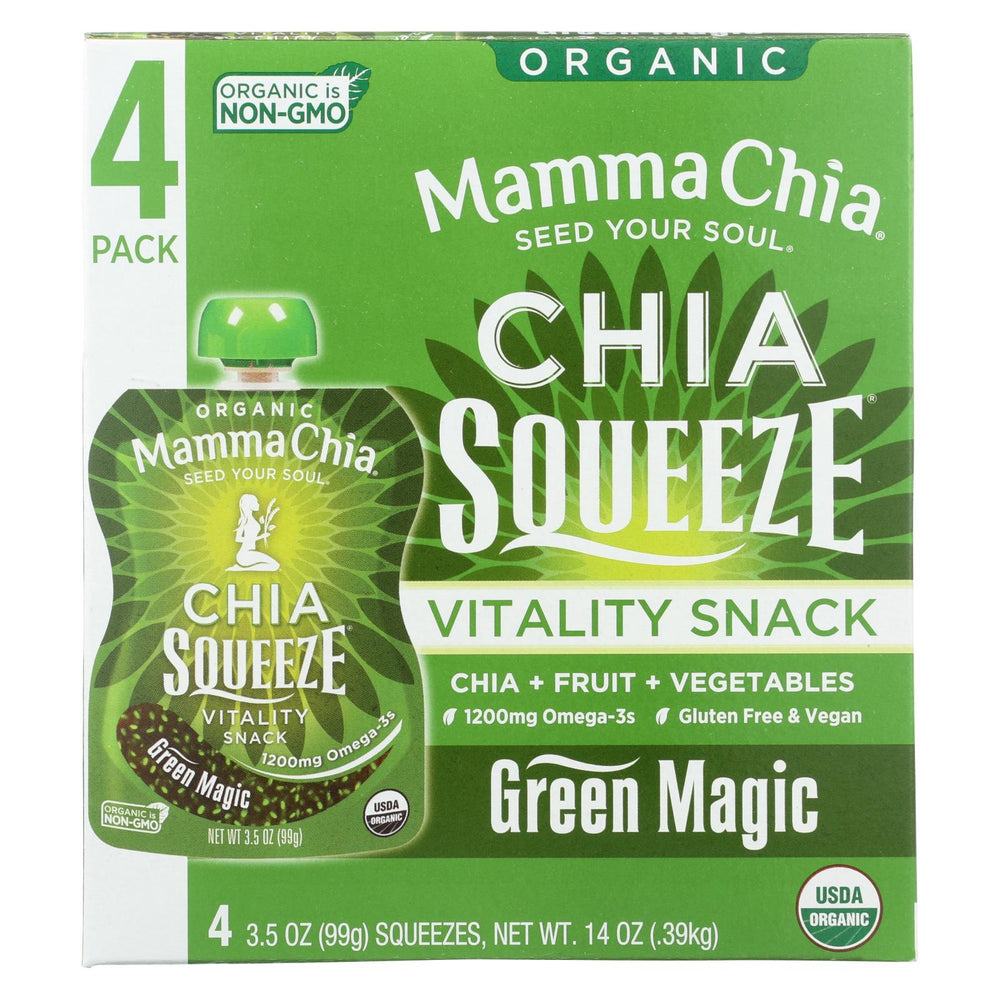 Mamma Chia Squeeze Vitality Snack - Green Magic - Case Of 6 - 3.5 Oz.