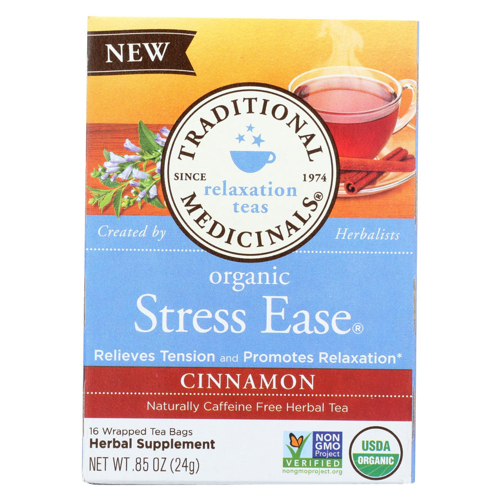 Traditional Medicinals Relaxation Tea - Stress Ease, Cinnamon - Case Of 6 - 16 Bags