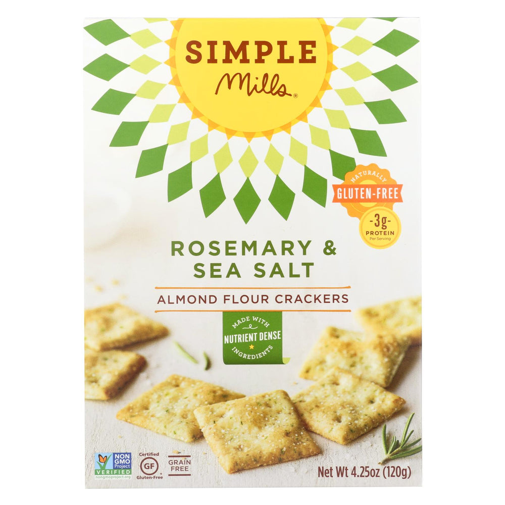 Simple Mills Rosemary And Sea Salt Almond Flour Crackers - Case Of 6 - 4.25 Oz.