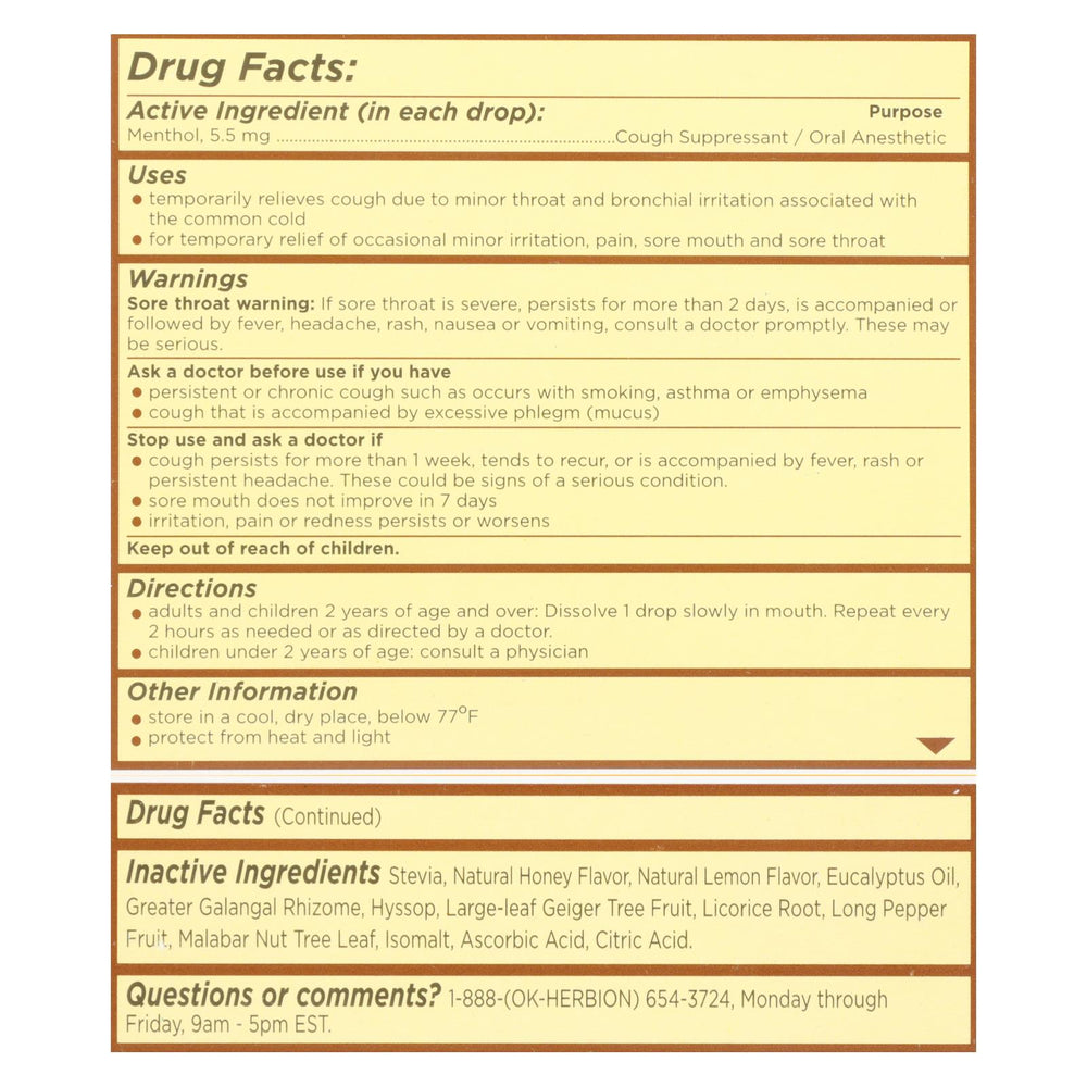 Herbion Naturals Honey Lemon Cough Drops - 1 Each - 18 Ct