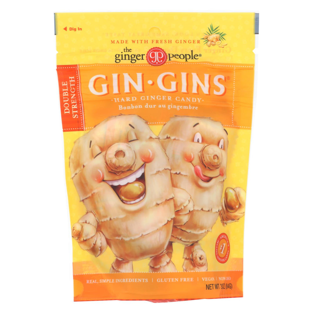 Ginger People - Gin Gins Hard Ginger Candy - Double Strength - Case Of 12 - 3 Oz.