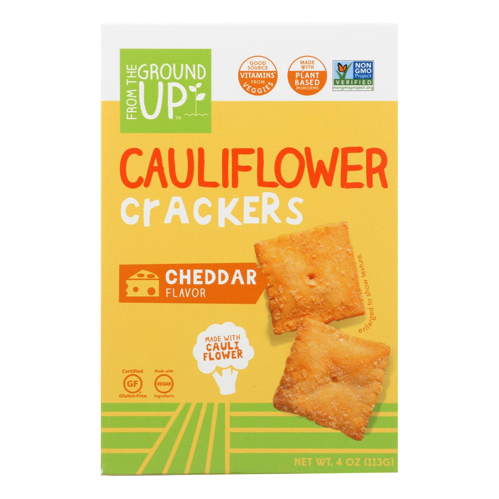 From The Ground Up - Cauliflower Crackers - Cheddar - Case Of 6 - 4 Oz.