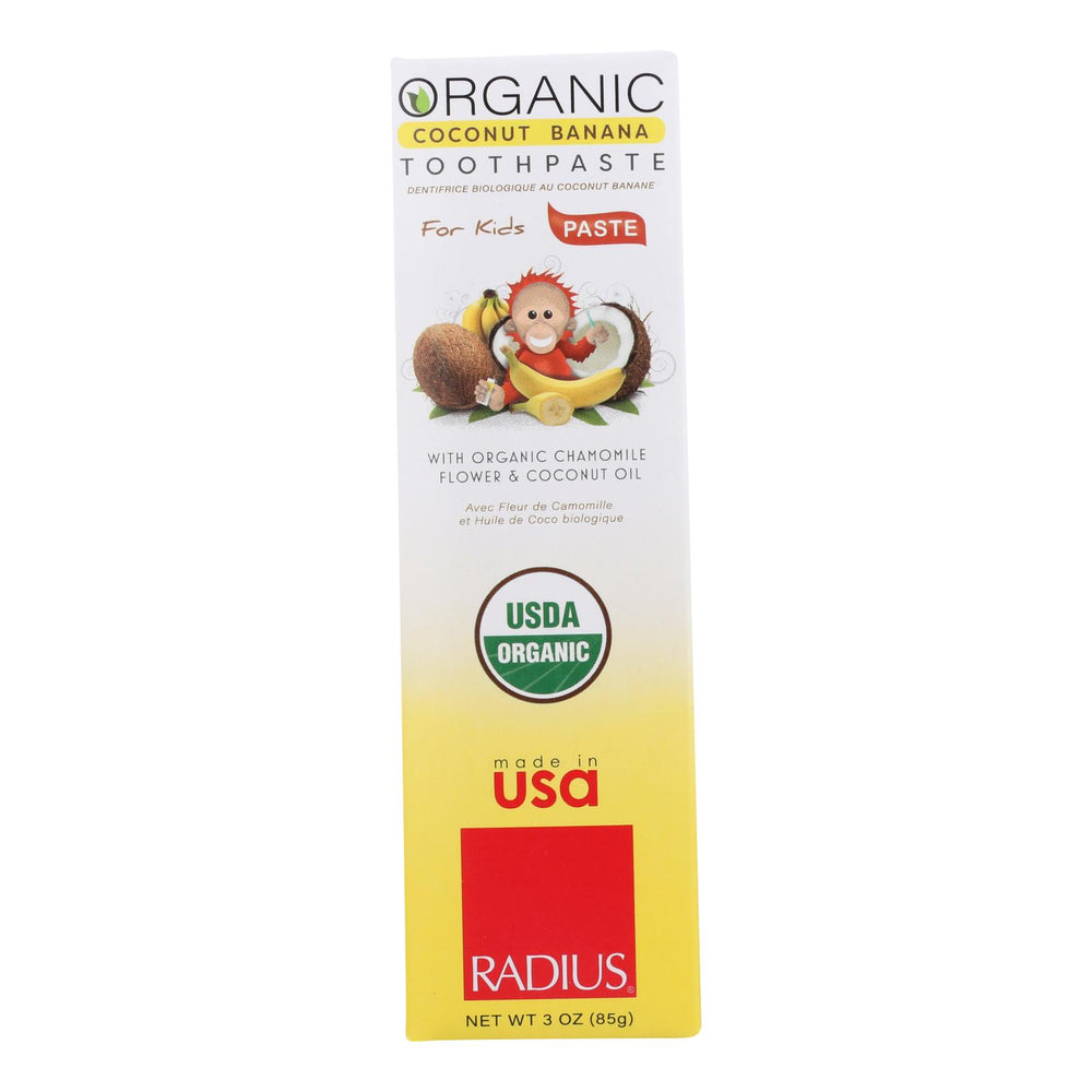Radius Coconut Banana With Organic Chamomile Flower & Coconut Oil Toothpaste - 1 Each - 3 Oz