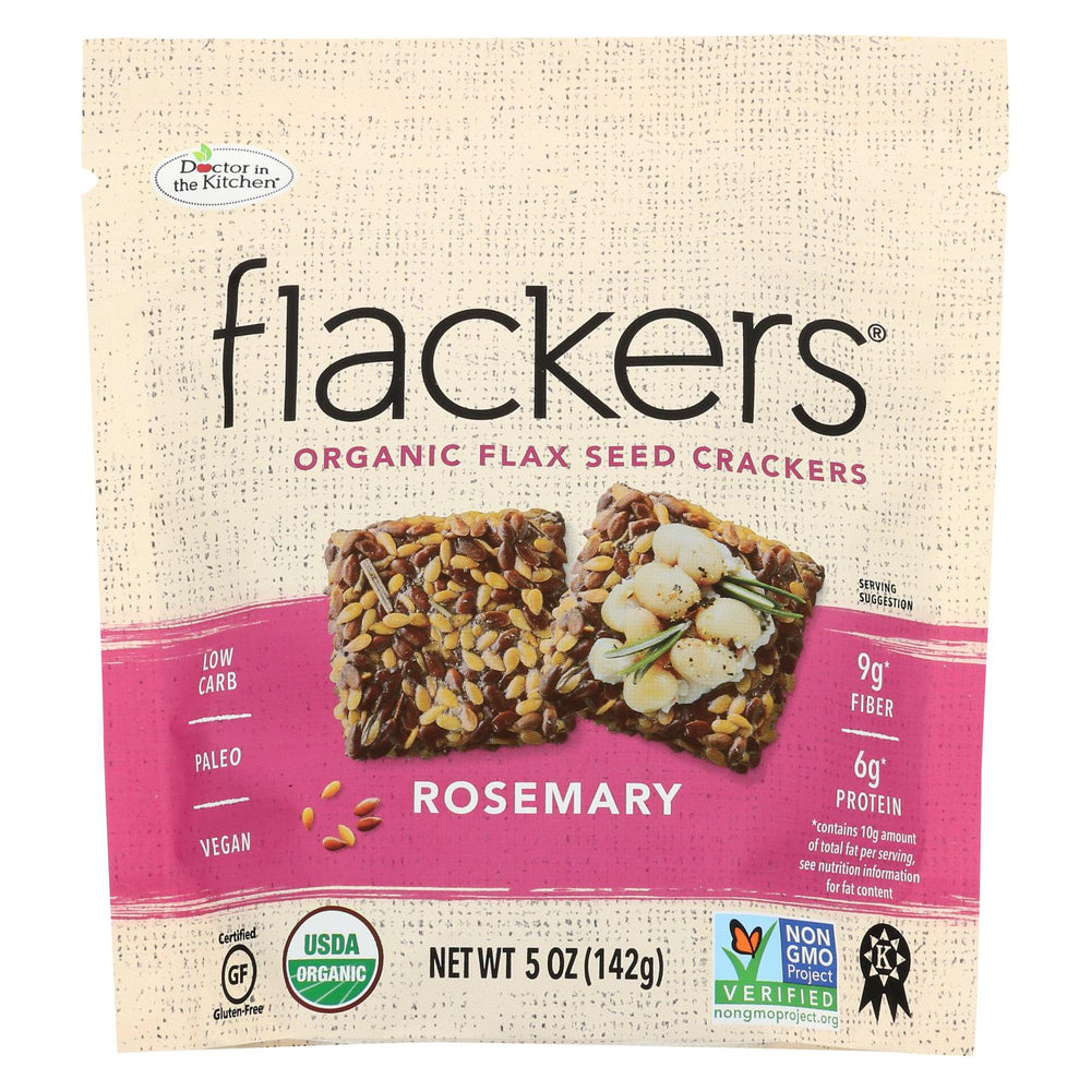 Doctor In The Kitchen - Organic Flax Seed Crackers - Rosemary - Case Of 6 - 5 Oz.